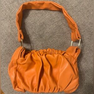 ASOS Orange Ruched Shoulder Bag with Gold Hardware